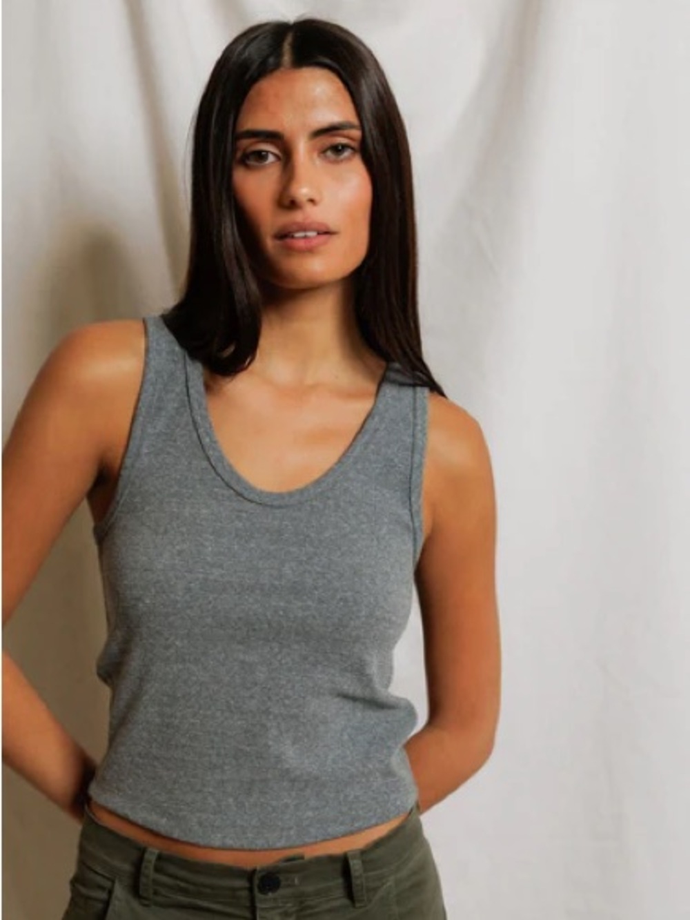 perfectwhitetee Blondie Tank Dark Heather Gray